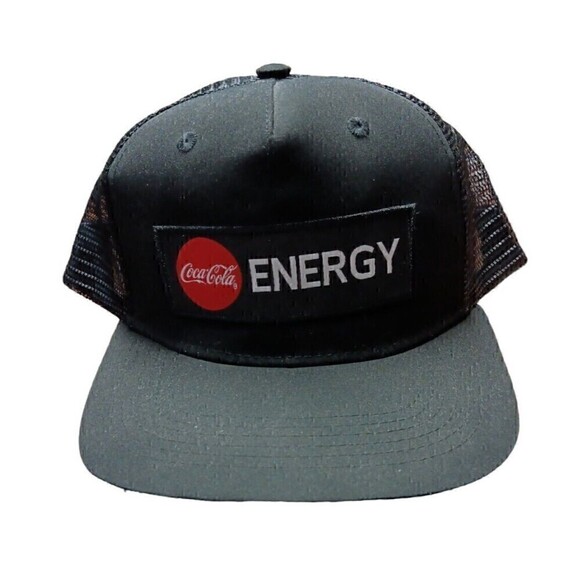 NEW COCA COLA ENERGY SNAPBACK BASEBALL CAP ADJUSTABLE BLACK FLAT BILL Black Red - Picture 1 of 2